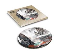 1 x Eco Boxed Cork Coasters - Chinese Landscape Mountains Drink Cup Mug Glass Table Mat #21344