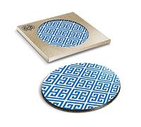 1 x Eco Boxed Cork Coasters - Greek Key Pattern Vintage Retro Drink Cup Mug Glass Table Mat #45211