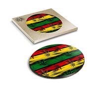1 x Eco Boxed Cork Coasters - Jamaican Flag Cannabis Pattern Drink Cup Mug Glass Table Mat #16551