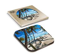 1 x Eco Boxed Cork Coasters - Key West Tropical Beach Florida USA Drink Cup Mug Glass Table Mat #21755