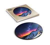 1 x Eco Boxed Cork Coasters - Milky Way Mountain View Aurora Borealis Drink Cup Mug Glass Table Mat #45727