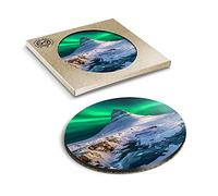 1 x Eco Boxed Cork Coasters - Northern Lights Mount Kirkjufell in Iceland Drink Cup Mug Glass Table Mat #45888