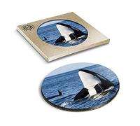 1 x Eco Boxed Cork Coasters - Ocean Killer Whale Orca Drink Cup Mug Glass Table Mat #14212