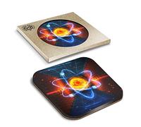 1 x Eco Boxed Cork Coasters - Science Atom Physics Teacher Student Uni Drink Cup Mug Glass Table Mat #24160