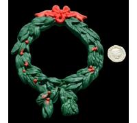 1 x Edible 3D Large Red Decorated Christmas Wreath icing toppers, cake cupcakes decorations