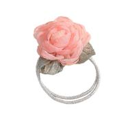 1 x Elegant Fabric Rose Hair Bobbles for Women, Double Layer Thin Elastic Ponytail Holder, Flower Hair Band, Simple Hair Accessories, Fabric Flowers Cable Bobbles for Women and Girls, Dark Pink