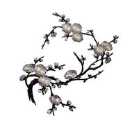 1 X Embroidered Lace Appliques/Patches for Decorations, Black Silver, 37 cm X 14 cm