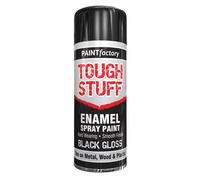 1 x Enamel Black Gloss 400ml / 1x Pair of Disposable GlovesTough Stuff Hard Wearing Smooth Aerosol for Metal Wood Plastic by Swiss Signature