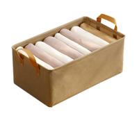 1 x Fabric Storage Box, Storage Baskets with Handles, Foldable Storage Cubes, Organiser Storage for Clothes, Toys, Home, Shelves, Cupboards, Khaki, A XL, 47 x 28 x 20 cm