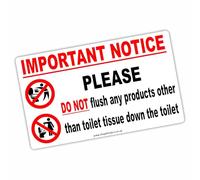 1 x FC6 Sticker Please Do Not Flush Any Products Other Than Toilet Tissue Down The Toilet Sign Health and Hygiene Notice Label 125x75mm