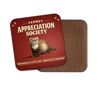 1 x Ferret Square Coaster - Appreciation Society Animal Fan Hobby Funny Office Gift #84979