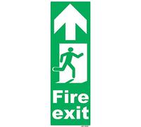 1 x FIRE EXIT - ARROW UP - portrait safety sign self adhesive vinyl weather proof label sticker - 10cm x 30cm - (MPN-5026)
