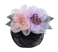 1 x Flower Hair Clip for Women, Elegant Hair Net Hair Clip, Automatic, Rhinestone Hair Clip, Hair Styling Accessories, Hair Bun Snoods Headpiece for Women and Girls, Light Pink Purple