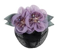 1 x Flower Hair Clip for Women, Elegant Hair Net Hair Clip, Automatic, Rhinestone Hair Clip, Hair Styling Accessories, Hair Bun Snoods Headpiece for Women and Girls, Purple