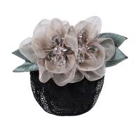 1 x Flower Hair Clip for Women, Elegant Hair Net Hair Clip, Automatic, Rhinestone Hair Clip, Hair Styling Accessories, Hair Bun Snoods Headpiece for Women and Girls, Champagne