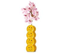 1 x Flower Vase, Ceramic Yellow, Smiley Vase, Handmade Vase, Small Porcelain, Unique Nordic Flower Vase, Yellow Happy Face for Pampas Grass, Flowers, Decoration, Modern Home Decoration