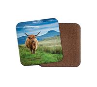 1 x Fluffy Highland Cow Coaster - Cattle Scotland Nature Animals Wild #15513