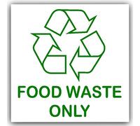 1 x Food Waste Only Sticker Composting Caddy Recycling Bin Adhesive Label Recycle Logo Sign Kitchen Environment Restaurant Decal 100mm