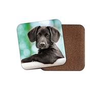 1 x Funny Black Puppy Coaster - Dog Great Dane Labrador Cute Pet Animal #14856
