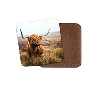 1 x Funny Highland Cow Coaster - Cattle Scotland Wild Fun Animals Cows #15755