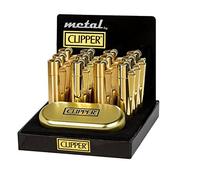 1 X GENUINE CLIPPER GOLD METAL LIGHTER WITH GOLDEN METALLIC TIN
