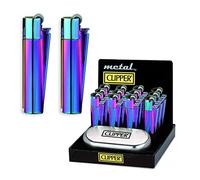 1 X GENUINE CLIPPER ICY RAINBOW LIGHTERS WITH TIN CASE POCKET CIGARETTE LIGHTER