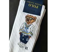 1 x GENUINE POLO RALPH LAUREN White Tennis Cricket BEAR Adult CREW SOCKS Ralph2