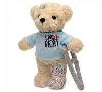 1 x Get Well Soon Broken Leg Teddy Bear - 11" Teddy Stuffed Toy with Reversible Magic Tape, Casting and Crutch, Hospital Surgery, Recovery Gift for Kids/Toddlers, Be Brave