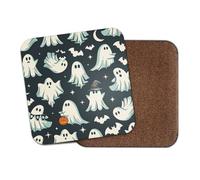 1 x Ghosts Square Coaster - Halloween Spooky Ghost Trick or Treat Cute Cartoon Spirit October Hobby Men Women Kitchen Drink #83662