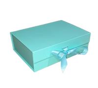1 x Gift Box Teal Blue With Faux Silk Ribbon 315x260x105mm For Birthday Party Anniversary Wedding Christening Vintage Magnetic Favour Box Gifts