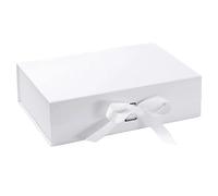 1 x Gift Box White With Faux Silk Ribbon 315x260x105mm For Birthday Party Anniversary Wedding Christening Vintage Magnetic Favour Box Gifts