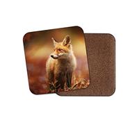 1 x Ginger Fox Cork Backed Drinks Coaster - Animal Wildlife Mum Dad #8116