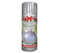1 x Glitter Metallic Christmas Silver Spray Paint 200ml / 1x Pair of Disposable Gloves Decorative Creative Art and Craft by Swiss Signature