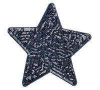 1 x Glitter Star Iron-On Stickers 12.5 cm Sequins Stars for Iron-on, Decorative Patches Application for Crafts, Hats, Jackets, Bag, Clothes, Scrapbooking Decoration, Black