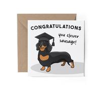 1 x Graduation Dachshund Greeting Card - Congratulations Clever Sausage Dog Puppy Pets Dogs Lover Fan Animals Pattern Friend Mum Dad #82929