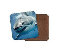 1 x Great White Shark Drinks Coaster - Sharks Scuba Diving Diver #8474