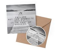 1 x Greeting Card & 10 cm Round Sticker Set - BW - Motivational Quote Failure Success - Birthday Thank You Friend Lover Fan Mum Dad Kids #43938