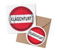 1 x Greeting Card & 10 cm Round Sticker Set - Klagenfurt Austria Flag Circle - Birthday Thank You Friend Lover Fan Mum Dad Kids #59498