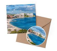 1 x Greeting Card & 10 cm Round Sticker Set - Magaluf Beach Bay Calvia - Birthday Thank You Friend Lover Fan Mum Dad Kids #3441