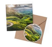 1 x Greeting Card & 10 cm Round Sticker Set - Mam Tor Peak District Countryside - Birthday Thank You Friend Lover Fan Mum Dad Kids #16375