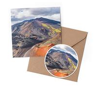 1 x Greeting Card & 10 cm Round Sticker Set - Mount Etna Volcanic Geology - Birthday Thank You Friend Lover Fan Mum Dad Kids #45804