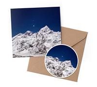 1 x Greeting Card & 10 cm Round Sticker Set - Mount Everest Base Camp Climbing - Birthday Thank You Friend Lover Fan Mum Dad Kids #51506