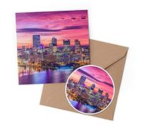 1 x Greeting Card & 10 cm Round Sticker Set - Pittsburgh Pennsylvania USA City Skyline - Birthday Thank You Friend Lover Fan Mum Dad Kids #53169