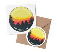 1 x Greeting Card & 10 cm Round Sticker Set - West Virginia USA River - Birthday Thank You Friend Lover Fan Mum Dad Kids #59437