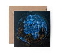 1 x Greeting Card 3D Abstract Globe Planet Earth - Blank Birthday Celebration Anniversary #21059