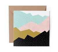 1 x Greeting Card Abstract Mountains Ski Snowboard - Blank Birthday Celebration Anniversary #16037
