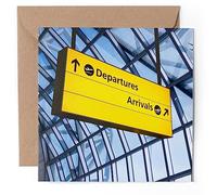 1 x Greeting Card - Airport Departures Arrivals Board Sign - Blank Birthday Celebration Anniversary #50056