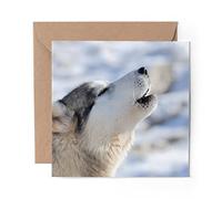 1 x Greeting Card Amazing Howling Husky Animals Wild - Blank Birthday Celebration Anniversary #8556