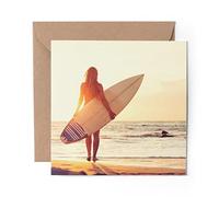1 x Greeting Card Amazing Surf Chick Surfing Ocean - Blank Birthday Celebration Anniversary #8280
