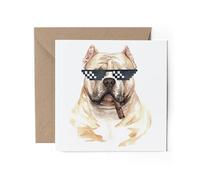 1 x Greeting Card - American Bully Dog Bulldog Pit Pull Dogs Funny Joke Gangster Boss Gift #70871